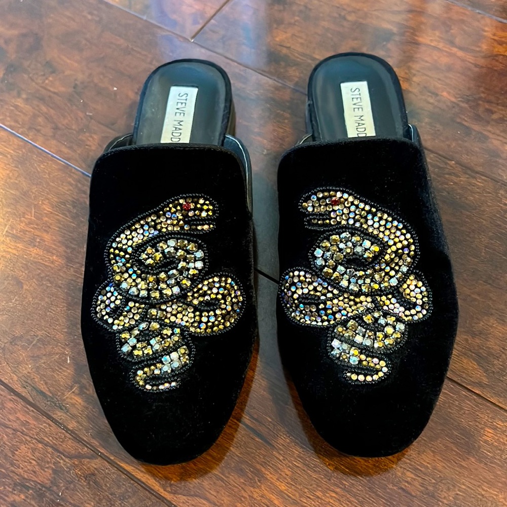 Steve Madden Jeweled Snake Mules